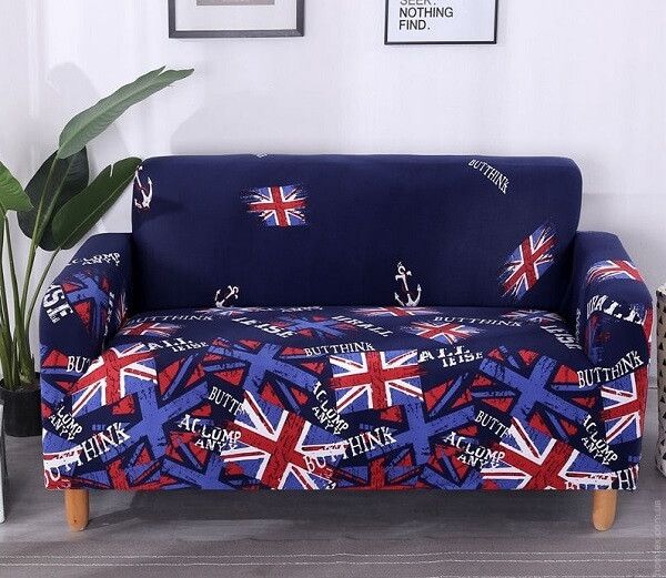 Чохол на крісло HomyTex із малюнком Британія синя 96311 фото