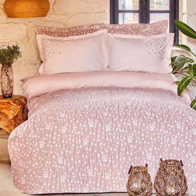 Набор постельное белье с покрывалом Karaca Home - Passaro blush пудра евро 111863 фото