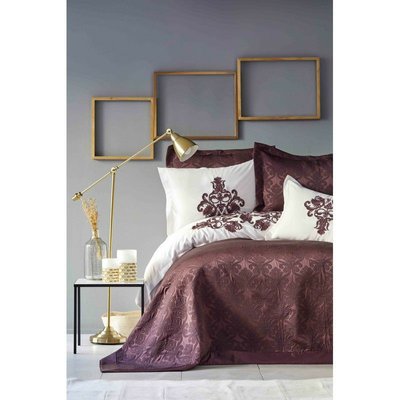 Набор постельное белье с покрывалом Karaca Home Diana bordo 2019-2 бордовый евро 61747 фото