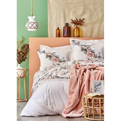 Набор постельное белье с покрывалом Karaca Home Elsa somon 2020-1 лососевый евро 66573 фото