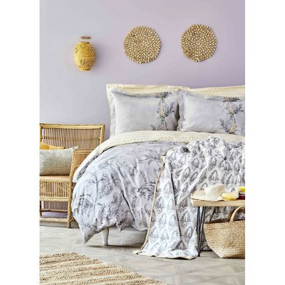 Набор постельное белье с покрывалом Karaca Home Veronica gri 2020-1 серый евро 66588 фото