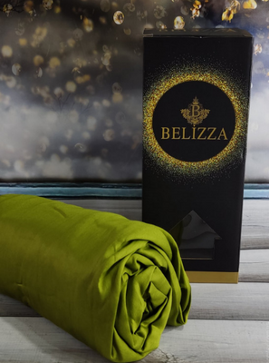 Простынь на резинке Belizza оливковая 100х200 см + 30 см с наволочкой 50х70 см 137541 фото