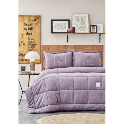Набор постельное белье с одеялом Karaca Home Toffee lila лиловый полуторный 90175 фото