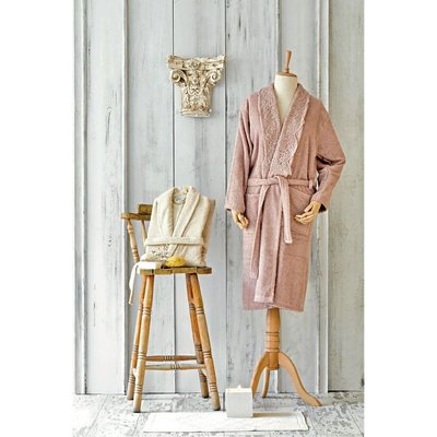 Набор семейный: халаты с полотенцами Karaca Home Valeria Rose-Gold 2020-2 розовый-золотой 73927 фото