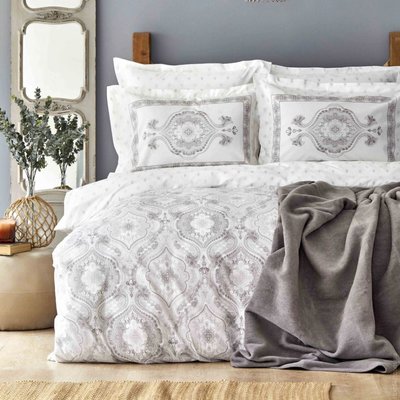 Набор постельное белье с пледом Karaca Home - Arlen gri серый евро 111914 фото