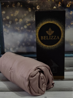 Простынь на резинке Belizza темная пудра 100х200 см + 30 см с наволочкой 50х70 см 137545 фото
