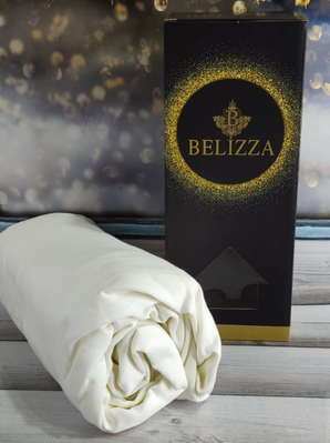 Простынь на резинке Belizza кремовая 100х200 см + 30 см с наволочкой 50х70 см 137546 фото