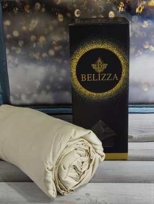 Простынь на резинке Belizza светло - бежевая 100х200 см + 30 см с наволочкой 50х70 см 137547 фото