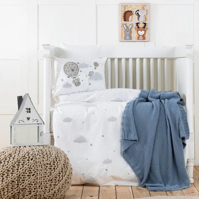 Постільна білизна Karaca Home Elephant Sky mavi комплект в дитяче ліжечко з 5 предметів 137818 фото