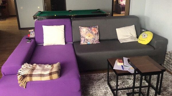 Набір чохлів HomyTex на кутовий диван 3.2 еластичний сірий-фіолетовий 183016 фото