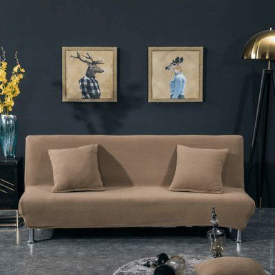 Чехол на двухместный жаккардовый диван HomyTex Песочный. 122763 фото