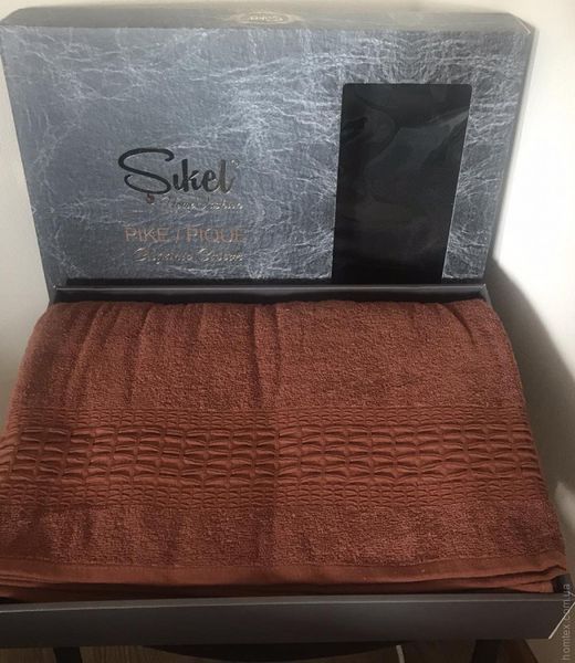 Махрова простирадло - Піке Sikel cotton Imperial 200x220 см цегляний 112768 фото
