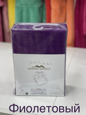 Простынь на резинке с наволочками Massimo Moneli сатин-страйп фиолетовая 160х200+30 см 129720 фото