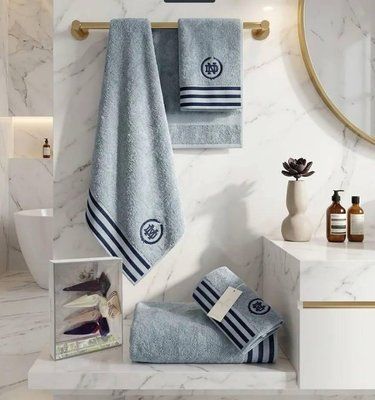 Набір рушників Maison D'or Delon blue Смуга темно-синя з 3-х штук 30x50 см+ 50x100 см+ 70x140 см 217109 фото