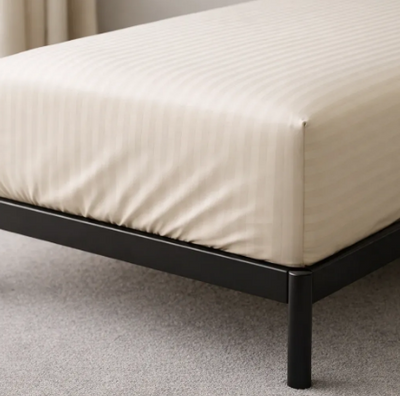 Простирадло натяжне U-tek сатин Boston Ivory Beige Stripe 200x200+30 см 214186 фото