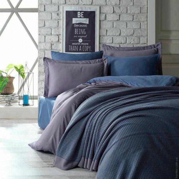 Постельное белье Dantela Vita Tuana blue с пледом евро. 74474 фото