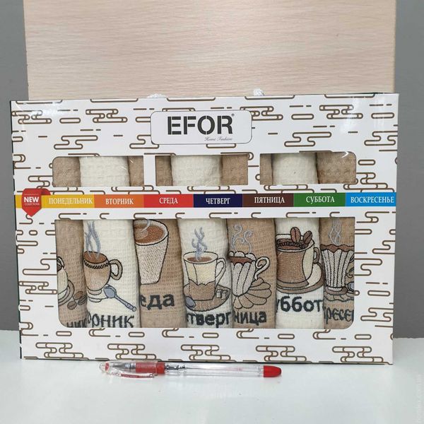 Набір вафельних рушників для кухні Efor з 7 штук 40x60 см, модель 14 116922 фото