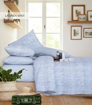 Летний комплект постельного белья Istanbul Lauren Mavi с пике евро fc35758 фото