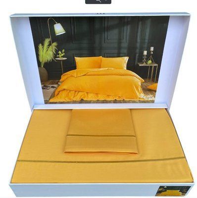 Постільна білизна Tivolyo Home Casual сатин люкс жовта полуторна 206921 фото