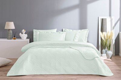 Постільна білизна TAC Eleanor mint з стеганим покривалом 250х260 см 208463 фото