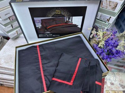 Постельное белье TAC Delux Prestige black евро 99119 фото