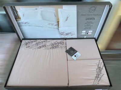 Постельное белье Sikel вареный хлопок с вышивкой Lavanta пудра евро 217446 фото