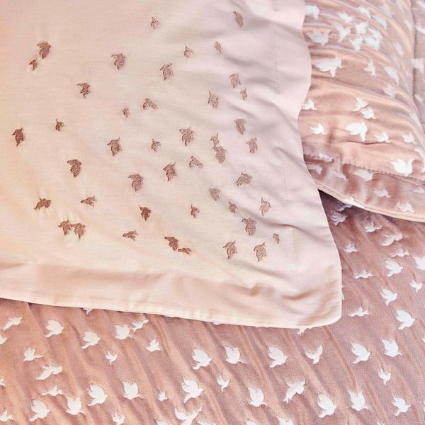 Набор постельное белье с покрывалом Karaca Home - Passaro blush пудра евро 111863 фото