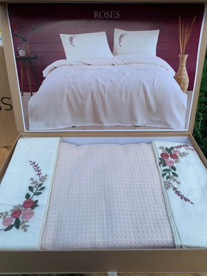Набор постельного белья Limasso с пике - покрывалом евро, модель 1 160835 фото