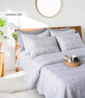 Летний комплект постельного белья Istanbul Lauren Gri с пике евро fc35755 фото
