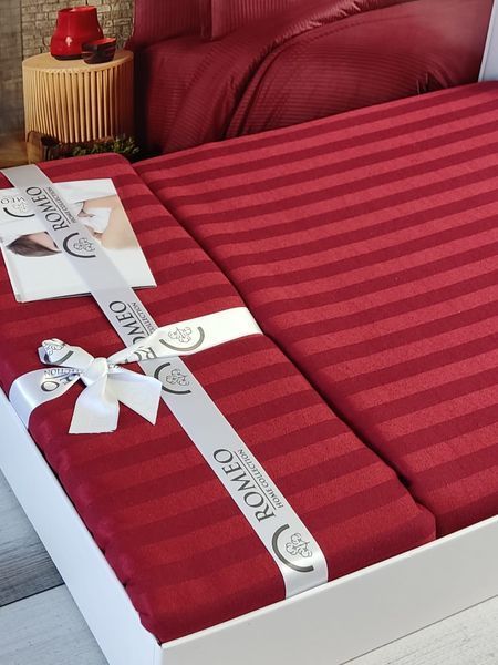 Постільна білизна Romeo Home сатин-страйп бордовий євро 167937 фото