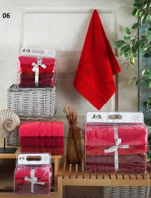 Набор махровых полотенец Ada из 4 шт. 70x140 см, модель 06 (красные+бордовые) 129123 фото
