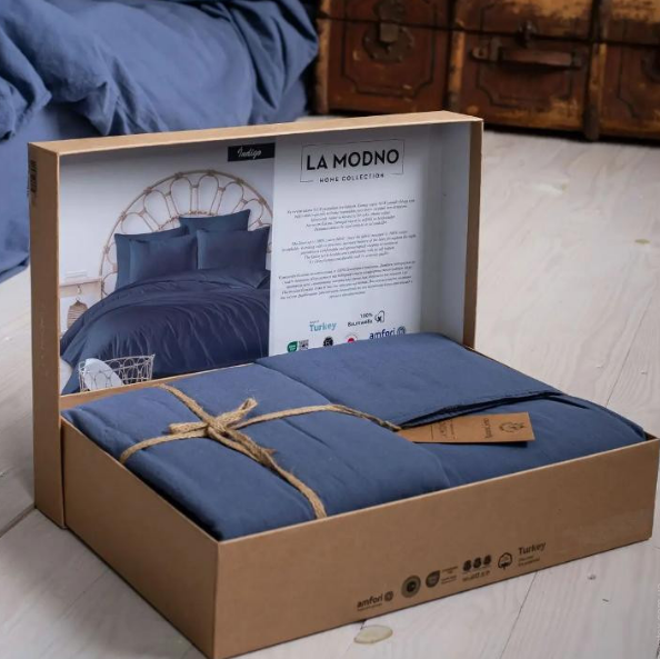 Постільна білизна La Modno Dark Blueberry Stonewashed сімейна 180798 фото