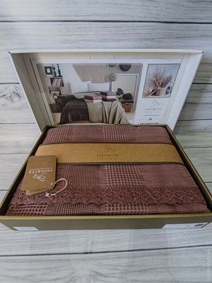 Літнє вафельне піке з мереживом Favorite S1 200x240 см суха троянда 121480 фото