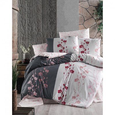 Постільна білизна First Choice de luxe ранфорс Camelia anthracite євро 161221 фото