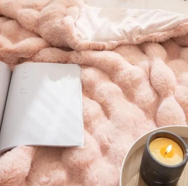 Плед - Покрывало Home Textile Sable 200x230 см с искусственного меха пудровый 168292 фото