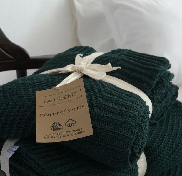 Плед - Покривало La Modno Wool Cotton Balance Emerald 150х200 см 218981 фото
