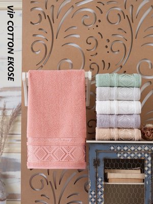 Набор махровых полотенец Cestepe Vip Cotton Ekose из 6 штук 50х90 см 118899 фото
