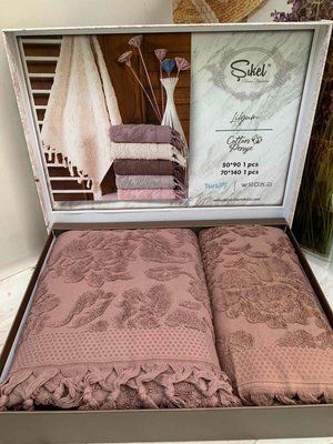 Набір махрових рушників із бахромою Sikel Lilyum 50x90 см + 70х140 см, модель 5 176126 фото