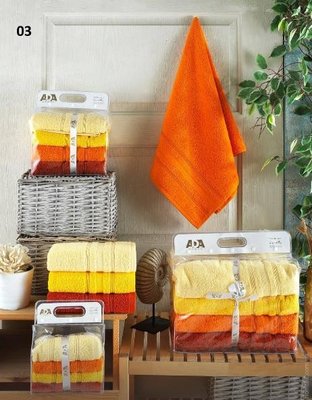 Набор махровых полотенец Ada из 4 шт. 70x140 см, модель 03 (оранжевые+желтые) 129117 фото