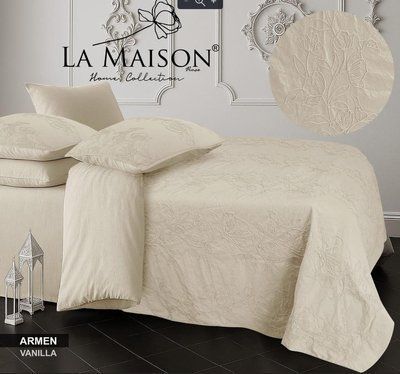 Постільна білизна варена бавовна La Maison Armen vanilla євро з об'ємним малюнком 215573 фото