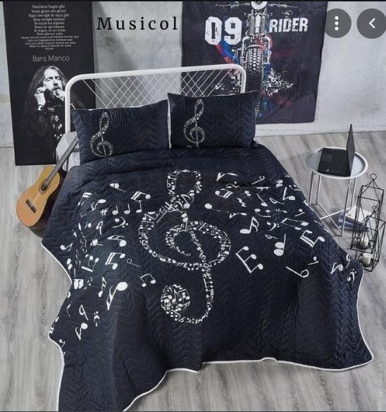 Покривало бавовняне стьобане Club Cotton Musicol 180x240 см з наволочкою 112087 фото