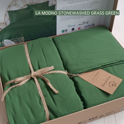 Постільна білизна La Modno Grass Green Stonewashed сімейна 180799 фото