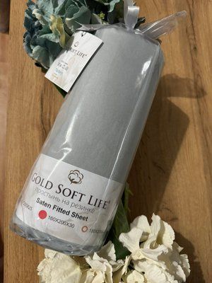 Простирадло сатинова Gold Soft Life 180x200+30 см сіра 139177 фото