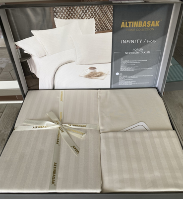 Постільна білизна Altinbasak Infinity Ivory поплін у смужку євро 207999 фото