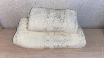 Набор махровых полотенец Cestepe VIP Cotton из 2 штук молочные 78890 фото