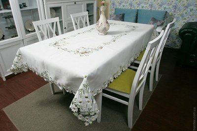Атласна скатертина з вишивкою Alltex 96111 130x180 см 59758 фото