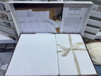 Постільна білизна Aran Clasy Ranforce Arakis V-7 євро з вишивкою 215947 фото