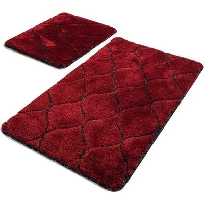 Набор ковриков для ванной Alessa 50x60 см. + 60х100 см. Ромб бордовый. 112805 фото