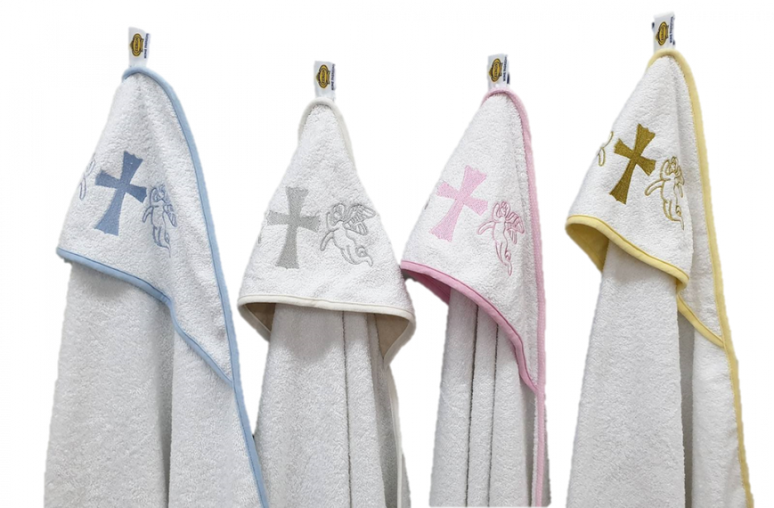 Полотенце для крещения с уголком 92*92 380г/м2 (TM Zeron) белый окантовка - розовая 74396 фото