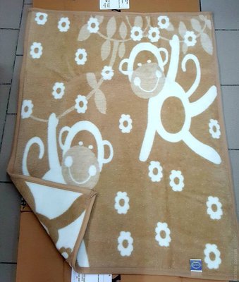 Плед-одеяло Zeron детское акрил бело-коричневое с обезьянкой 90х120 см 74822 фото